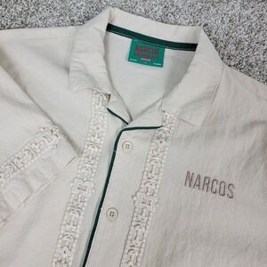 Narcos Shoe Palace Bandits Not Snitches Mens Medium Beige Button Up Short Sleeve